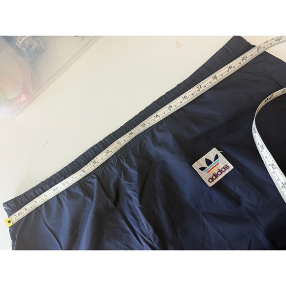 Adidas Unisex Windbreaker Pants L Navy Blue Pull Tie Band Zipper Leg Vintage Y2K - Picture 11 of 13